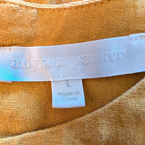 Adyson Parker Womens Size L Yellow Gold Linen Rayon Tiered Ruffled S/S Dress - Picture 9 of 11